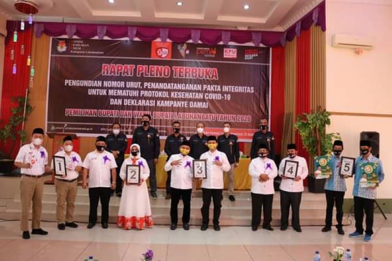KPUD Labuhanbatu Tetapkan Nomor Urut Kelima Paslon Pilkada 9 Desember 2020