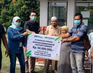 Pegadaian Beri Bantuan Prokes PT Pegadaian Salurkan Bantuan Korban Banjir Agar Terapkan Prokes