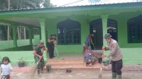 Sinergitas TNI-Polri di TMMD Kodim 0204/DS, Wakalpolsek BP Ikut Bersihkan Masjid