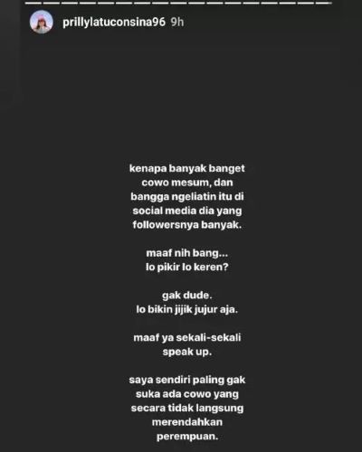 Kelakuan Cowok Mesum, Prilly Latuconsina Sangat Benci dan Sindir Niko Al Hakim?