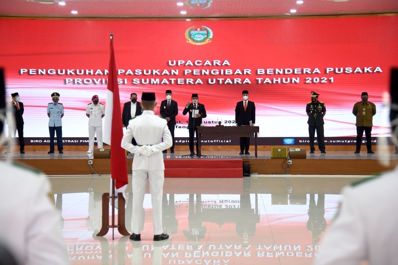 Gubernur Sumut Kukuhkan Paskibraka Sumut, Tetap Jaga Gelora Kemerdekaan di Masa Pandemi