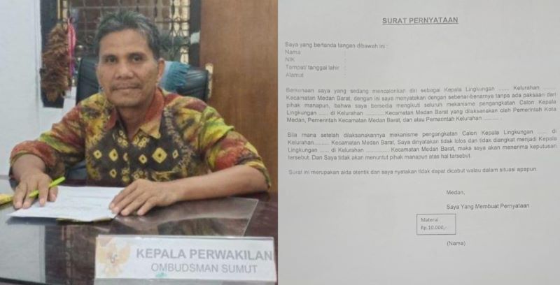 Calon Kepling IV Sei Agul Disuruh Buat Surat Pernyataan, Ombudsman: Lurah dan Camat Terlalu Berlebihan