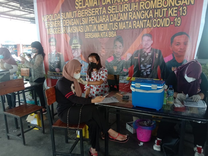 LSM Penjara Sumut Bekerjasama Dengan Polda Sumut Gelar Vaksinasi Tahap Kedua