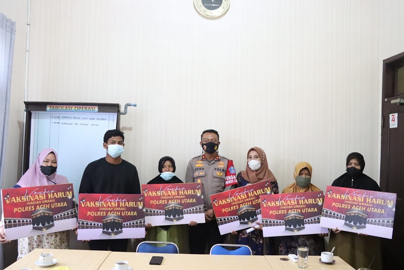 Enam Warga Aceh Utara dapat Hadiah Umroh, setelah ikut Vaksinasi Harum