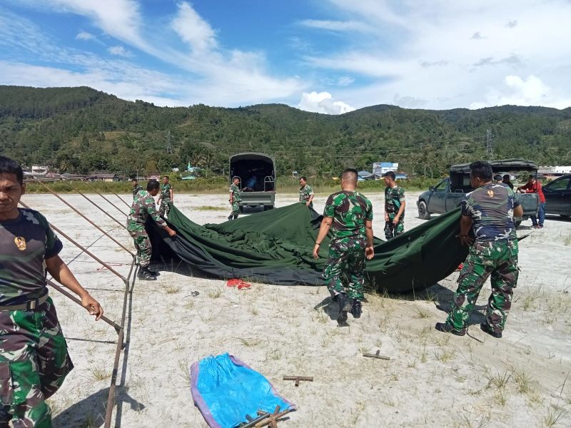 Kodam I Bukit Barisan Sudah Gelar kekuatan Personil dan Materil di Lokasi Bencana Gempa Taput