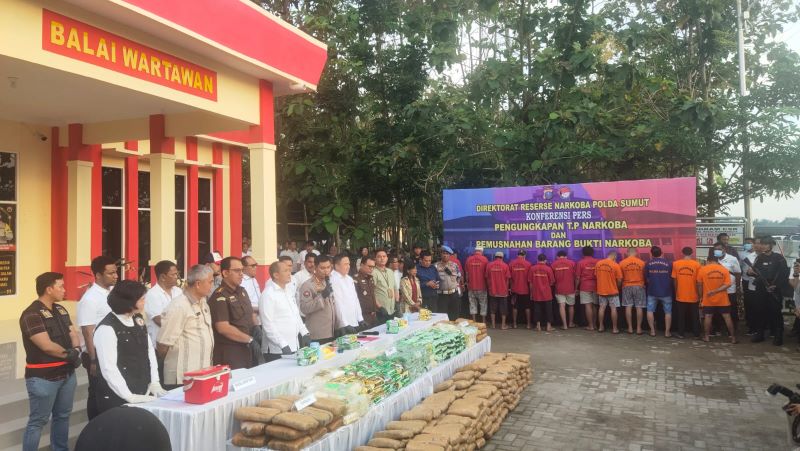 Polda Sumut Musnahkan Ratusan Kilogram Sabu, Ganja, dan Ribuan Pil Ekstasi