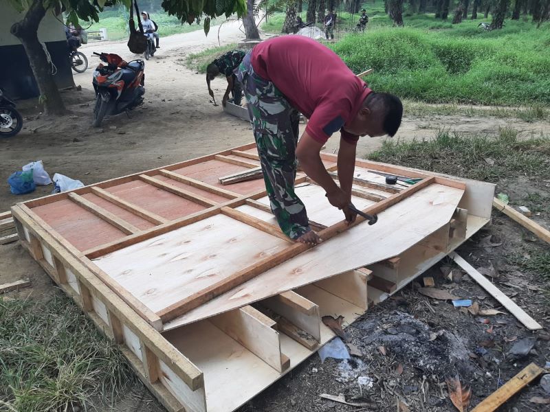 Pembuatan Tugu TMMD 116, Satgas Kodim Deliserdang Lakukan Kerja Ekstra