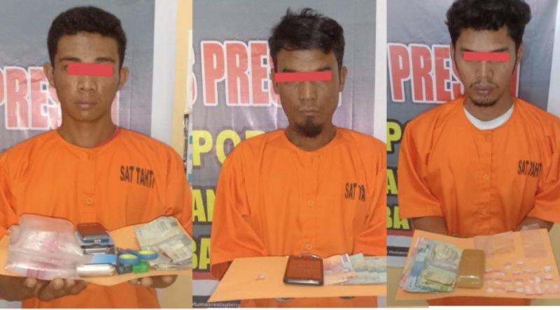 Polsek Pinangsori Bekuk Tiga Sekawan Diduga Pengedar Sabu-sabu