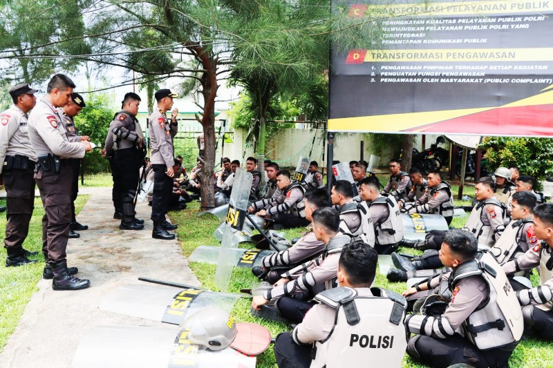 Demi Keamanan Pemilu 2024, Polres Nias Selatan Gelar Simulasi Sispamkota Ops Mantap Brata