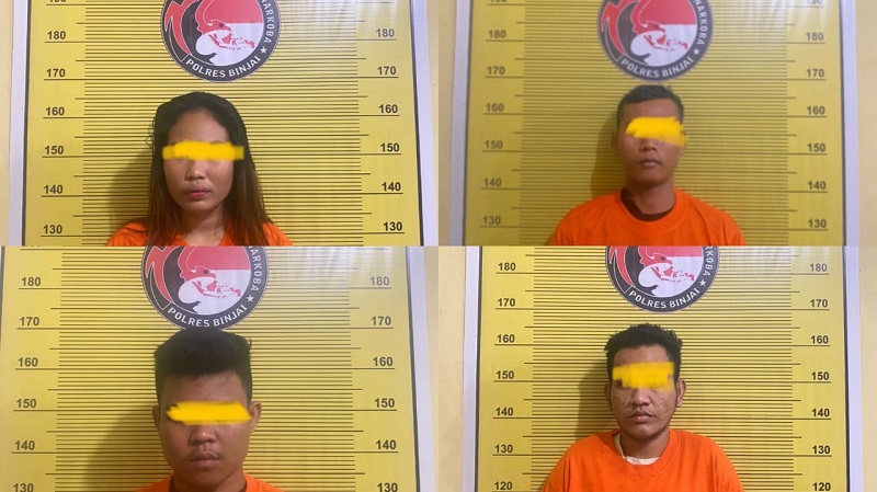 Tiga Orang Pria dan Satu Wanita Ditangkap Polres Binjai Sebagai Bandar Narkoba Antar Kabupaten dan Antar Provinsi