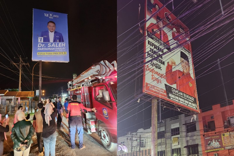 Dianggap Tidak Sesuai Ketentuan, Baliho Kedua Caleg Ini Diturunkan Polres dan Bawaslu Labuhanbatu