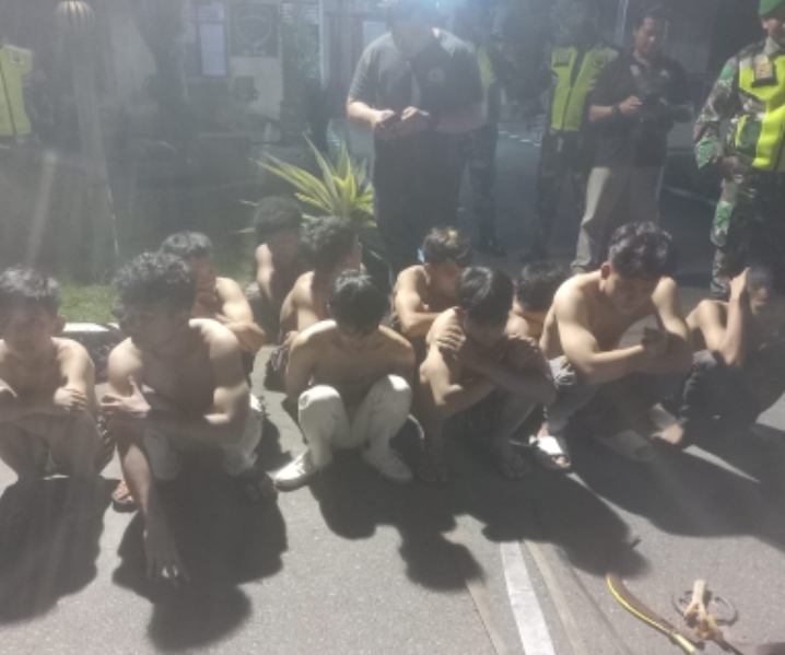 Tim Gabungan Polres Binjai - TNI Amankan Belasan Geng Motor