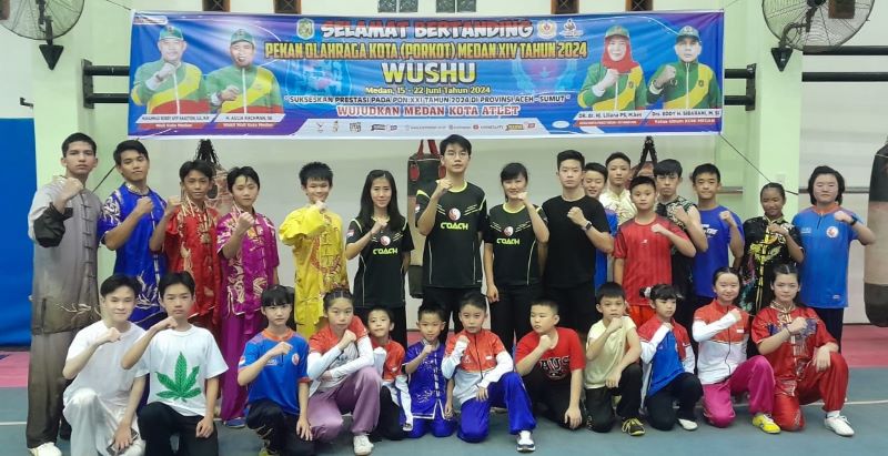 Atlet Kecamatan Medan Kota Kuasai Hari Pertama Porkot Cabor Wushu