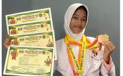Pelajar SMPN 18 Medan Borong 4 Medali Diarena Kempo Porkot Medan 2024