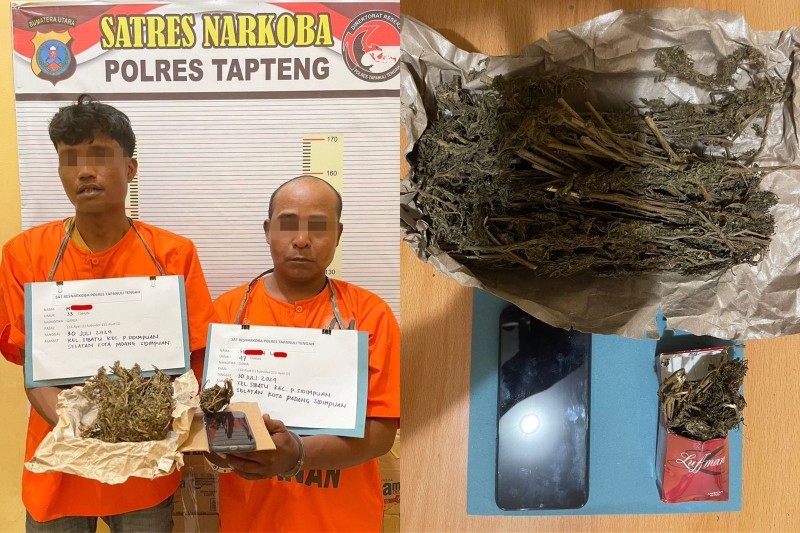 Dua Warga Padangsidimpuan Edarkan Ganja Ditangkap di Jembatan Kembar Tapteng