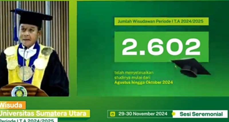 2.602 Lulusan Diwisuda, Rektor USU Dorong Alumni Kuasai Budaya Digital untuk Masa Depan