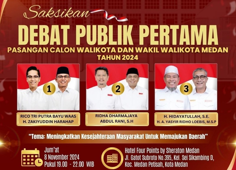 Besok, KPU Medan Siap Gelar Debat Perdana Pilkada 2024