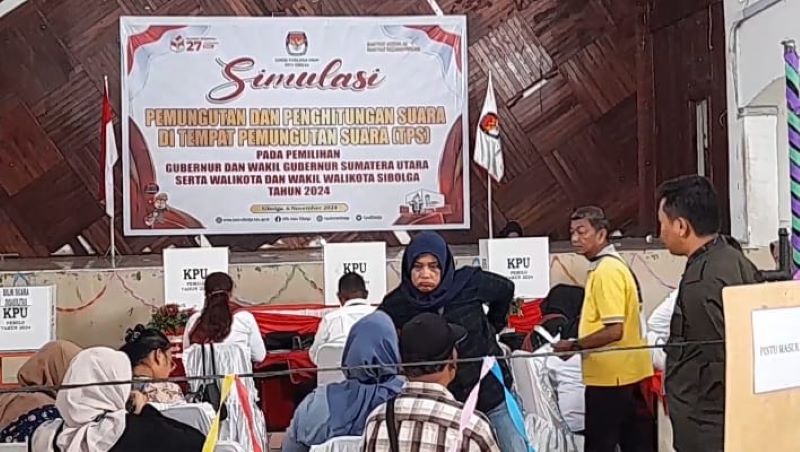 KPU Sibolga Gelar Simulasi Pemungutan dan Penghitungan Suara Pilkada 2024 untuk Badan Adhoc