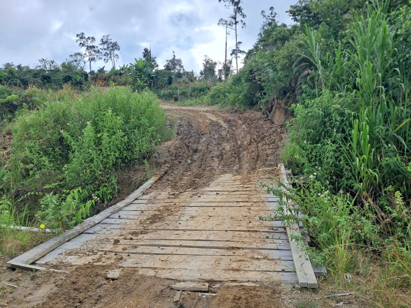Jalan Rusak Parah di Dusun IV Desa Parbuluan IV, Diduga Akibat Alat Berat dan Truk Pengangkut Kayu PT GRUTi