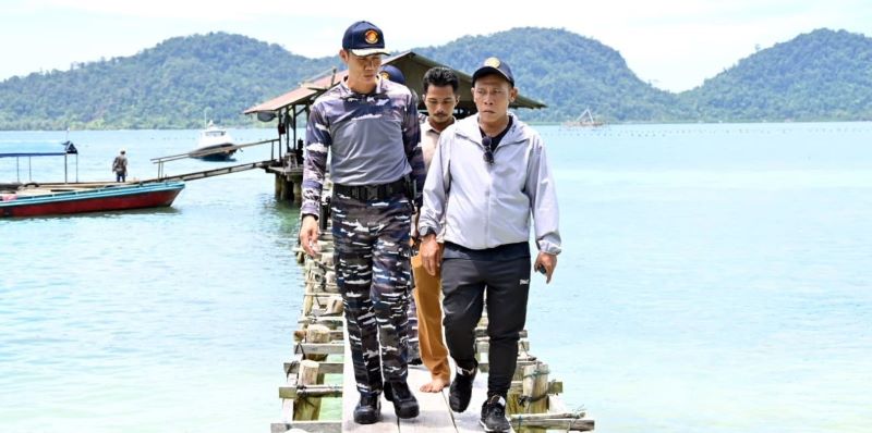 Bupati Masinton dan Danlanal Tinjau Lokasi Pos Pantau di Pulau Mursala