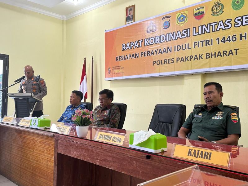 Polres Pakpak Bharat Gelar Rapat Koordinasi Lintas Sektoral Operasi Ketupat Toba 2025