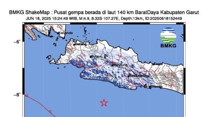 Gempa Magnitudo 4,9 Guncang Garut, Getaran Terasa hingga Bandung dan Pangandaran