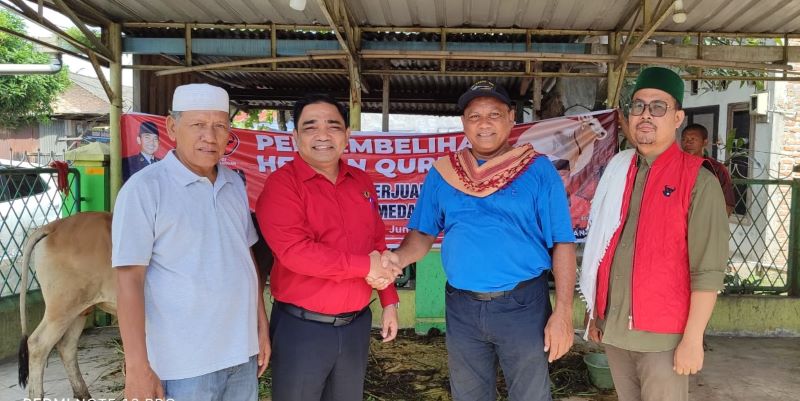 PAC PDI Perjuangan Medan Labuhan Salurkan Lembu Kurban