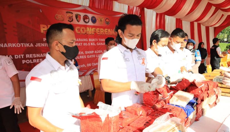 Polda Aceh Musnahkan 80,5 Kg Sabu Asal Thailand: Rencana Edar ke Sumut Digagalkan