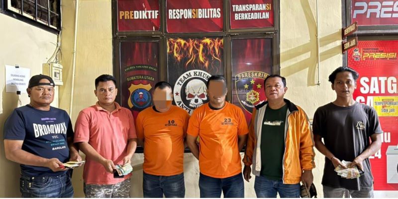 Satreskrim Polres Tanjung Balai Tangkap Dua Pelaku Togel, Modus Kirim Rekapan Nomor via SMS ke Bandar Online