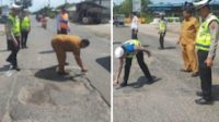 Polres Sergai Petakan Jalan Rusak, Antisipasi Kecelakaan Saat Lonjakan Arus Nataru