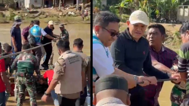 Wagub Aceh Tercebur ke Sungai Saat Tinjau Korban Bencana Aceh Tengah