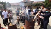 Polres Sergai Musnahkan 14,5 Kilogram Ganja, Sita dari Dua Kurir
