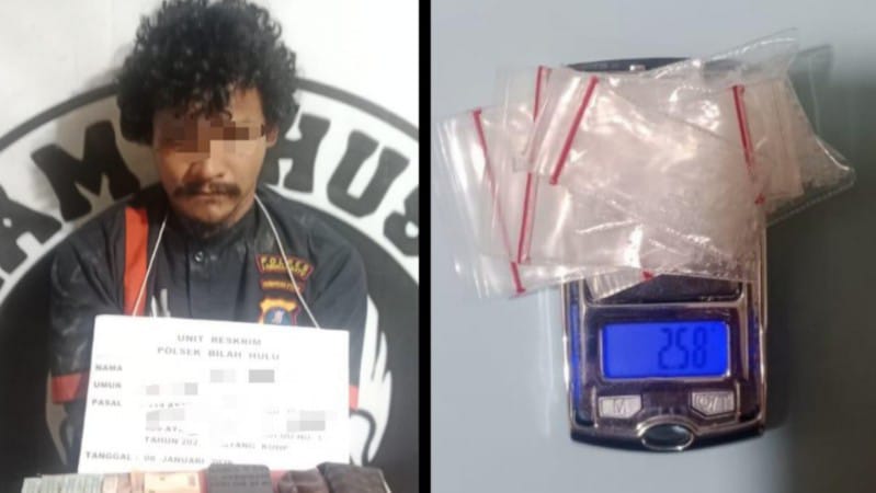Polsek Bilah Hulu Tangkap Pengedar Sabu di Sigambal, Barang Bukti 2,58 Gram Diamankan