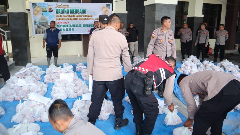Polres Aceh Tengah Bagikan 1.258 Kg Daging Meugang Sambut Ramadhan 1447 H
