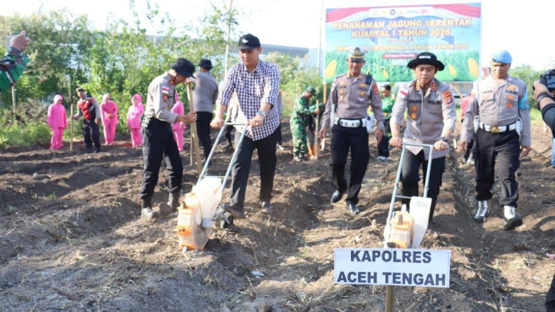 Polres Aceh Tengah Tanam Jagung Serentak Dukung Swasembada Pangan 2026