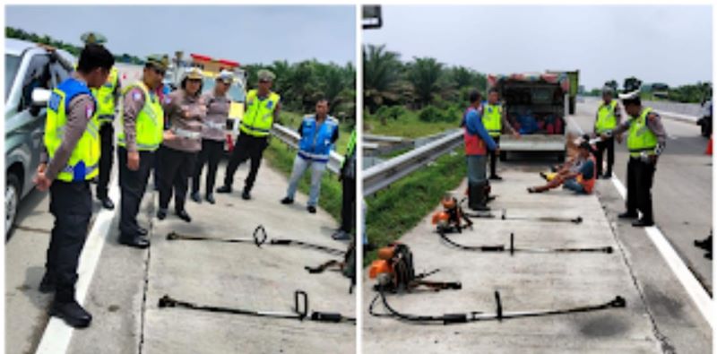 Dua Pekerja Pemotong Rumput Tewas Ditabrak Dump Truck di Tol Sergai KM 52, Satlantas Olah TKP