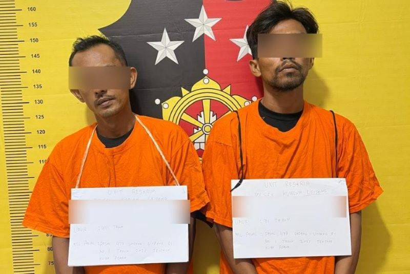 Polsek Kualuh Leidong Amankan Dua Terduga Pencurian Sawit, Egrek hingga Sepeda Motor Disita