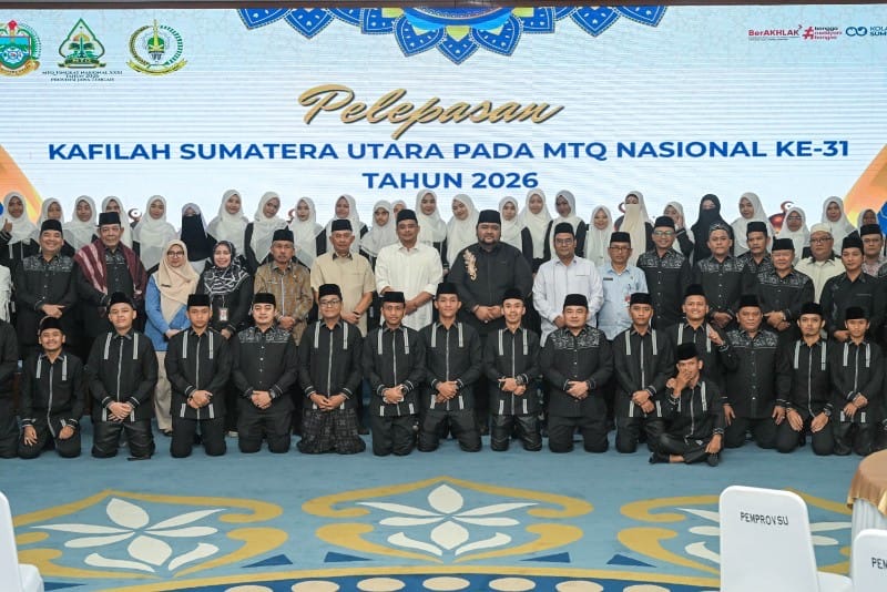 Gubernur Sumut Lepas Kafilah Sumut ke MTQ Nasional 2026 di Semarang