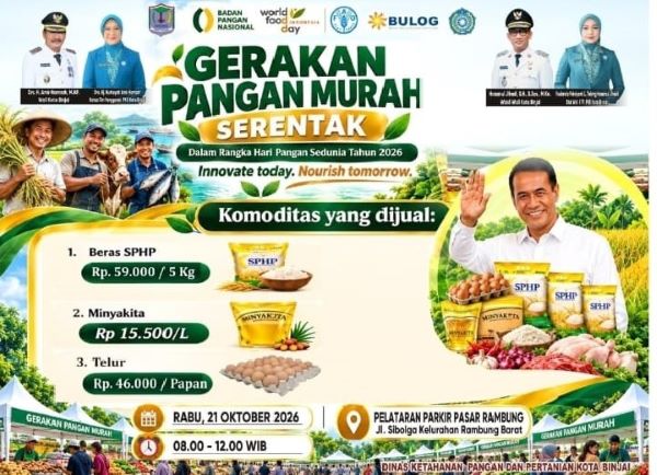 Sambut Hari Pangan Sedunia 2026, Pemkot Binjai Gelar Gerakan Pangan Murah Serentak Besok Pagi ‎