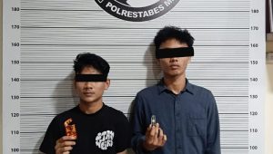 Dua pelaku yakni MNT (21) warga Jalan Dipanegara, Kec.Medan Baru dan SAF (21) warga Jalan Bunga Cempaka, Kec.Sunggal. (kliksumut.com/ist)
